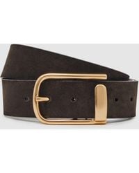 Reiss - Iyla - Chocolate Suede Half Keeper Belt - Lyst