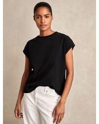 Reiss - Tommie - Black Brushed-cotton Crew-neck T-shirt, M (us 8-10) - Lyst