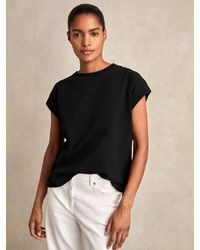 Reiss - Tommie - Black Brushed-cotton Crew-neck T-shirt, M (us 8-10) - Lyst