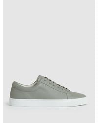 Reiss - Tumbled-Leather Low-Top Trainers - Lyst