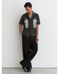 Reiss - Floral-Embroidered Knitted Shirt - Lyst