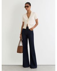 Reiss - V-Neck Short-Sleeve Cardigan Cotton-Wool - Lyst