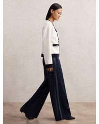 Reiss - Petite Knitted Side-Stripe Wide-Leg Trousers - Lyst