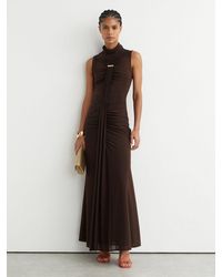 Reiss - Colette - Chocolate Brown Petite Ruched Sleeveless Maxi Dress, Us 4 - Lyst