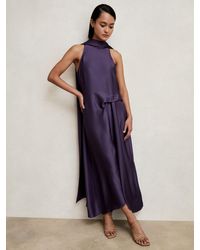 Reiss - Tuck Detail Cape Midi Dress - Lyst