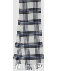 Reiss - Novelli - Blue Multi Wool-cashmere Check Scarf, One - Lyst