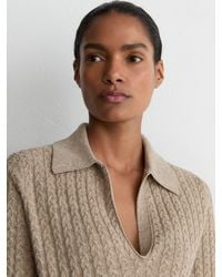 Reiss - Wool-Cashmere Cable-Knit Collared Jumper - Lyst