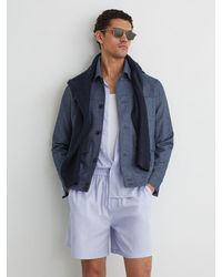 Reiss - Arlott - Soft Blue Cotton-blend Drawstring Pinstripe Shorts, L - Lyst