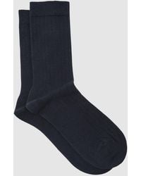 Reiss - Cotton Blend Ribbed Loafer Socks - Lyst