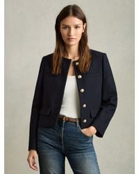 Reiss - Cropped Wool Single Breasted Jacket - Lyst
