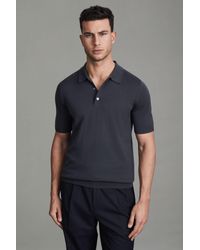 Reiss - Manor - Blue Smoke Slim Fit Merino Wool Polo Shirt, S - Lyst