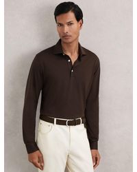 Reiss - Cotton-Jersey Long Sleeve Polo Shirt - Lyst