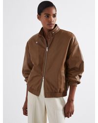 Reiss - Leather Latched-Collar Bomber Jacket - Lyst