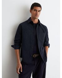 Reiss - Townie - Navy Corduroy Twin-pocket Overshirt, Xs - Lyst