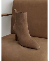 Reiss - Suede Chisel-Toe Block-Heel Ankle Boots - Lyst