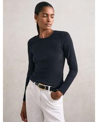 Reiss - Cotton Crew-Neck Long-Sleeve T-Shirt With Stretch - Lyst