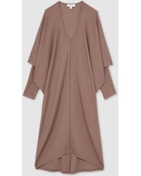 Reiss - Gracie - Mink Draped Jersey Midi Dress, S - Lyst