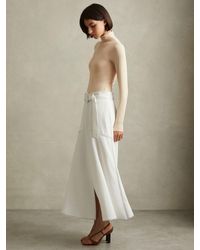 Reiss - Contrast Stitch Belted Midi Skirt - Lyst