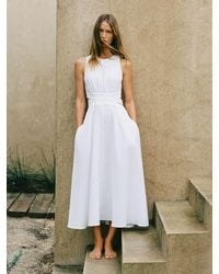 Reiss - Hazel Linen-Cotton Cut-Out Midi Dress - Lyst