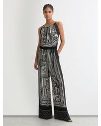 Reiss - Scarf-Print Wide-Leg Jumpsuit - Lyst
