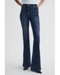 Reiss - Beau - Mid Blue Petite High Rise Skinny Flared Jeans, 26 - Lyst