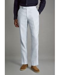 Reiss - Kin - Soft Blue Slim Fit Linen Adjuster Trousers - Lyst
