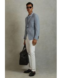 Reiss - Aphrodite - Soft Blue Single Breasted Blazer With Cotton - Lyst