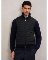 Reiss - Funnel-Neck Quilted Knit Gilet - Lyst