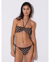 Reiss - Chocolate & Polka-Dot Print Bandeau Bikini Top - Lyst