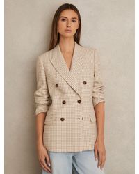 Reiss - Petite Double Breasted Blazer With Wool - Lyst