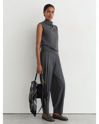 Reiss - Honey - Dark Charcoal Grey Wool Funnel-neck Sleeveless Knit Top, Xl (us 16-18) - Lyst