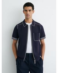 Reiss - Stitch-Detail Zip-Through Knit Shirt - Lyst