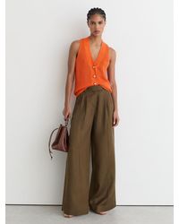 Reiss - Robin - Orange Linen Button-through Knitted Waistcoat, M (us 8-10) - Lyst