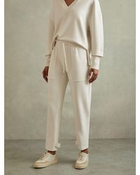 Reiss - Bernie - Cream Tapered Drawstring Joggers, S - Lyst