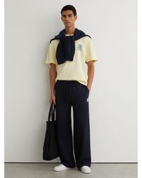 Reiss - Mellor - Navy Monogram-embroidered Relaxed Joggers, M - Lyst