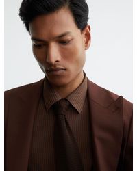 Reiss - Pursue - Chocolate Brown Pinstripe Regular-fit Long-sleeve Shirt, S - Lyst