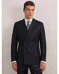 Reiss - Wool-Flannel Double-Breasted Tailored-Fit Blazer - Lyst