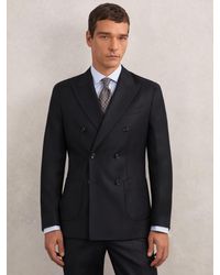 Reiss - Wool-Flannel Double-Breasted Tailored-Fit Blazer - Lyst
