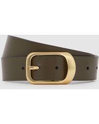 Reiss - Khaki Evie Leather Curved-Buckle Belt - Lyst