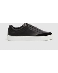 Reiss - Ashley - Black Leather Low Top Trainers, Us 13 - Lyst