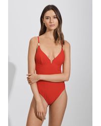 Reiss - Amber - Red Underwired Tie Back Swimsuit - Lyst