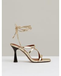 Reiss - Leather Metallic Strappy Heeled Sandals - Lyst