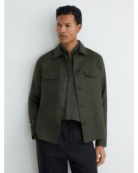 Reiss - Linen Herringbone-Stripe Regular-Fit Shirt - Lyst