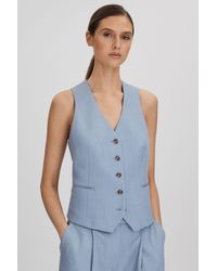 Reiss - June - Blue Single Breasted Suit Waistcoat With Tm Fibers - Lyst
