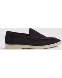 Reiss - Kason - Navy Suede Slip-on Loafers - Lyst