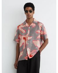 Reiss - Graphic Floral-Print Short-Sleeve Shirt - Lyst