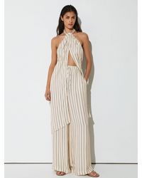 Reiss - Halterneck Stripe Split-Front Resort Top - Lyst