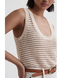 Reiss - Ava - Ivory Linen Open Stitch Knitted Vest, S - Lyst