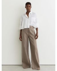 Reiss - Linen Wave-Trim Wide-Leg Trousers - Lyst