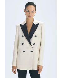 Reiss - Vivien - Black/white Atelier Fitted Double Breasted Contrast Blazer - Lyst